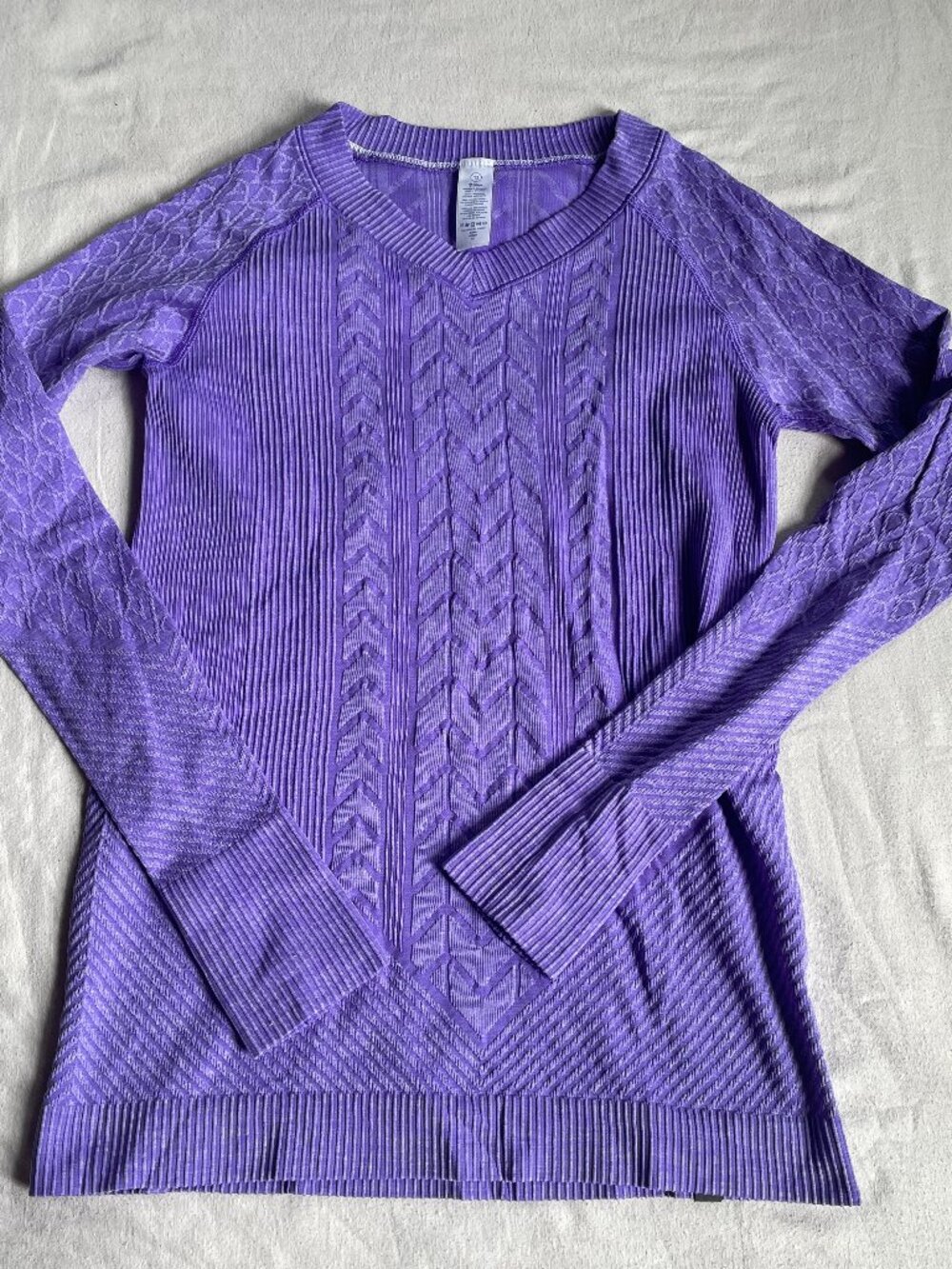 Ivivva Purple Cable-Knit V-Neck Long Sleeve Top Girls 12